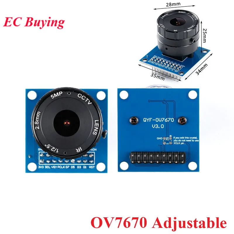 Módulo de cámara OV7670 3,3 V Macro ajustable adaptador CS Universal Sensor de imagen interfaz SCCB IIC I2C salida RwRGB RGB YUV YCbCr