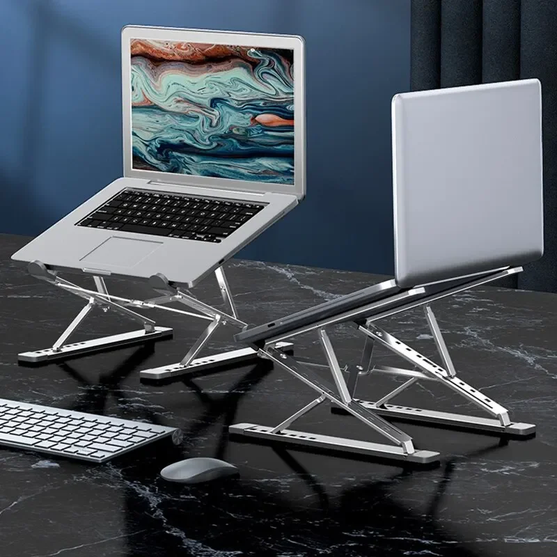 Soporte ajustable de aluminio para ordenador portátil, niveles para Macbook, doble plegado, soporte para tableta y PC, soporte para almohadilla para portátil, disipación de calor - imagen 5