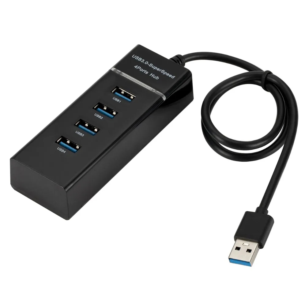 Un centro USB negro con cable