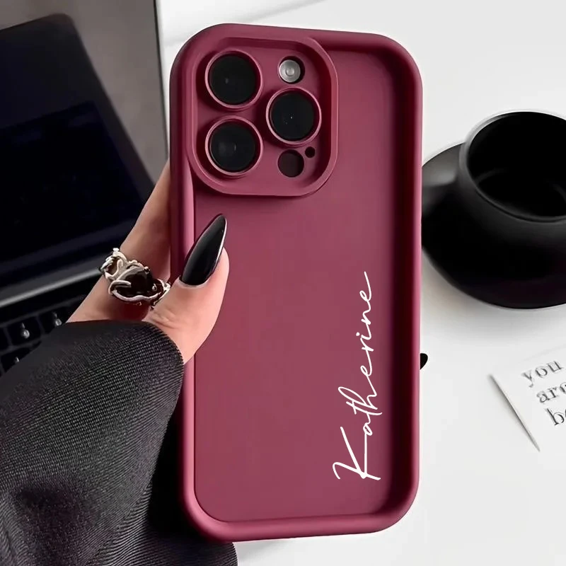 Funda DIY de silicona suave con nombre personalizado, Color caramelo, para Iphone 16, 15, 14, 13, 12, 11 Pro Max, funda para Iphone 14 15 Plus - imagen 5
