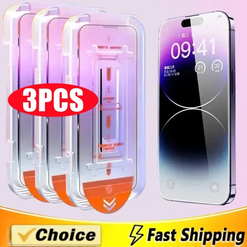 Protector de pantalla de fácil instalación sin polvo con revestimiento oleofóbico para iPhone 17 14 11 13 12 15 16 Pro Max Mini XS XR 15 Plus Glass - imagen 2