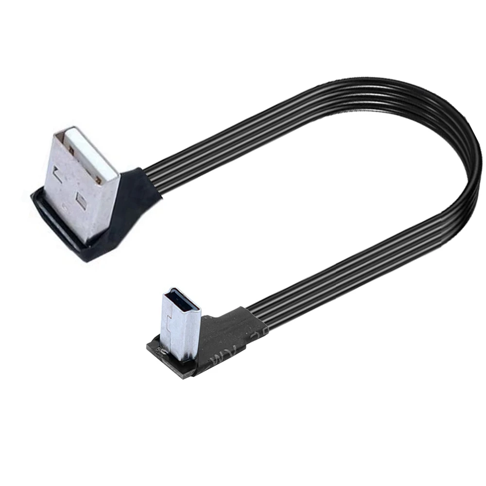 Cable de datos USB macho A Mini USB B 5 pines macho 90 grados arriba/abajo/izquierda/derecha, adaptador de sincronización de carga 0,2 M 0,5 M, 1M, 2M, 3M