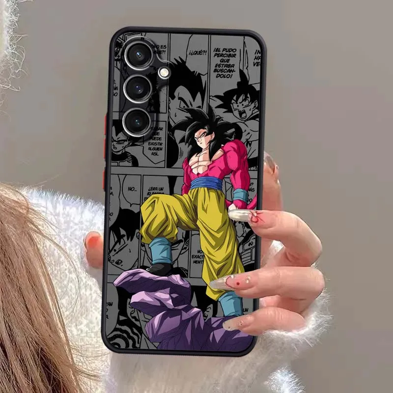 D-Dragon Ball Saiyan Goku funda de Anime para Samsung Galaxy S25 S24 S23 S22 FE Plus Ultra 5G funda de teléfono translúcida esmerilada - imagen 3
