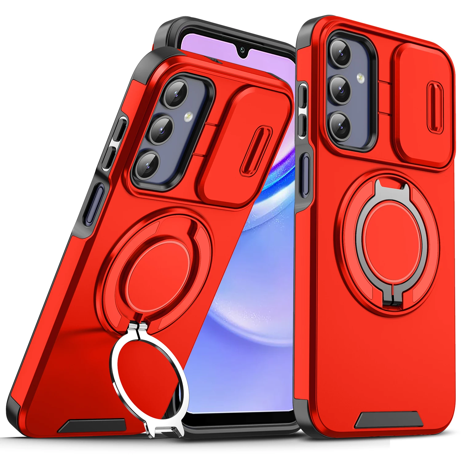 Funda de teléfono magnética con soporte de anillo a la moda para Samsung S25 Ultra S24 Plus S23 S22 A16 A26 A36 cubierta protectora de cámara a prueba de golpes - imagen 5