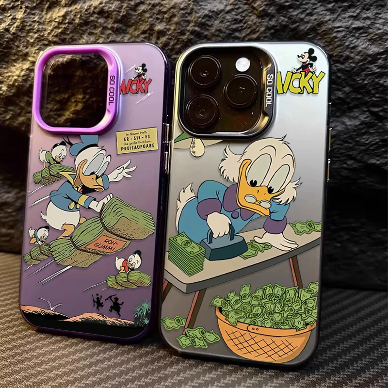 Funda de teléfono con dinero creativo del Pato Donald para iPhone 15 14 17 Air 16 11 12 13 Pro Max XS X XR Plus 8 7 SE 2020, funda trasera a prueba de golpes