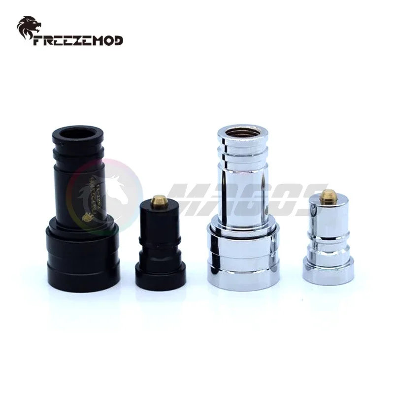 FREEZEMOD Parada de agua Desconexión rápida Pasar dos extremos Desconexión Parada de agua Conexión, G1/4 ''Negro/Plata ZSZT-T1 - imagen 2
