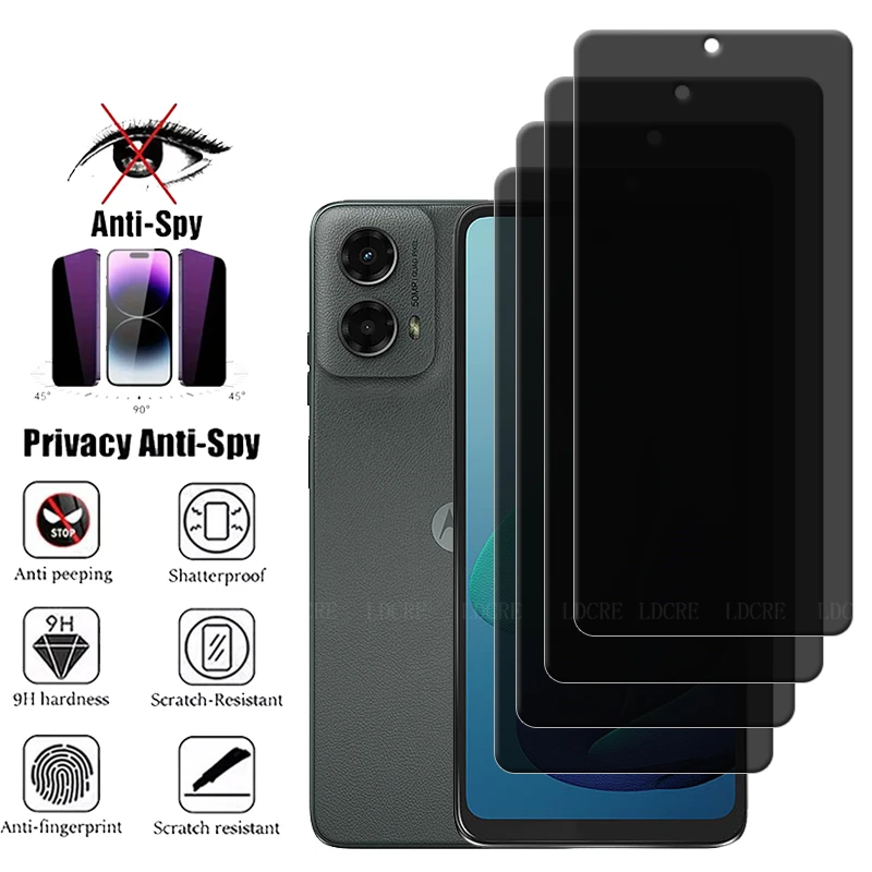 4 Uds para Moto G 2024 vidrio para Motorola Moto G 2024 Protector de pantalla 9H Anti-espía privacidad vidrio templado Moto G 2024 - imagen 2