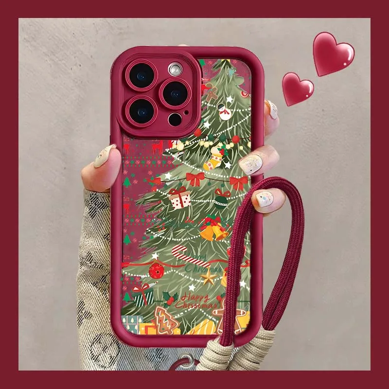 Bonita funda con cordón para la muñeca con forma de copo de nieve y árbol de Navidad para Google Pixel 9 8 7 8A 7A 9 Pro XL, funda de silicona suave para cámara Protec - imagen 3