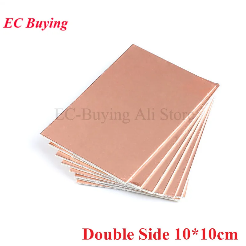 Placa revestida de cobre de doble cara, Kit de PCB DIY de 10x10cm, placa de circuito laminado de 10x10cm, Material de fibra de vidrio, placa Universal PCB, 5 uds.