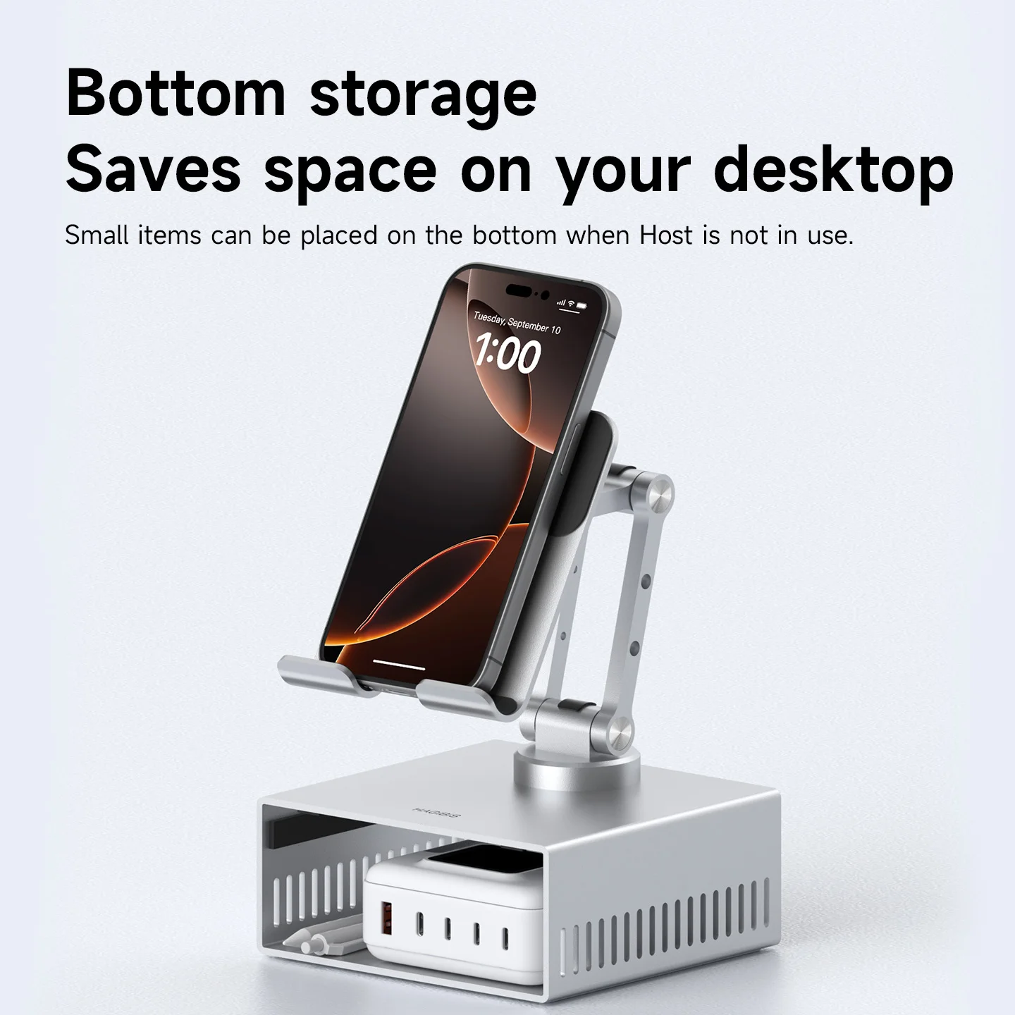 Soporte de escritorio Hagibis para iPad Pro/Air Mac mini M4/M4 Pro Soporte de metal de almacenamiento 360 °   Soporte multifunción plegable ajustable - imagen 3