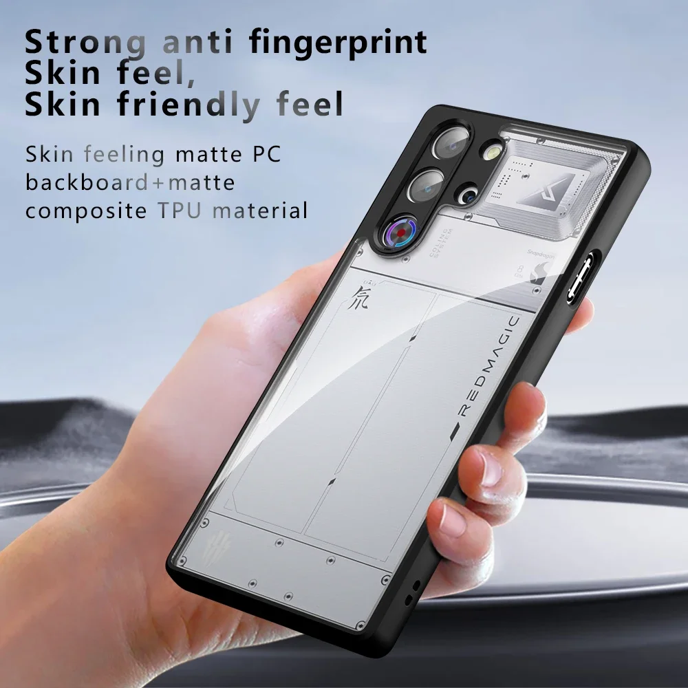 Para ZTE Nubia Red Magic 10 Pro, 10 Pro Plus funda a prueba de golpes sensación de piel esmerilada mate PC + TPU cubierta transparente antihuellas