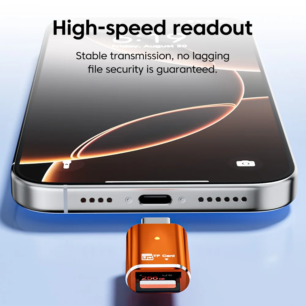 Adaptador de lector de tarjetas tipo C, lector de tarjetas Micro SD TF, adaptador de tarjeta de memoria USB-C, transmisión de datos de hasta 2TB para iPhone 15 16 Pro PC - imagen 3
