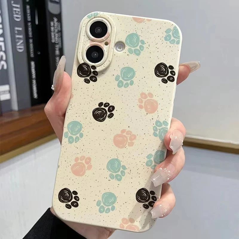 Funda de teléfono de silicona líquida con huella de perro para Samsung Galaxy A15 A35 A54 A55 S25 Ultra S24 FE S23 Plus S22 S20 S21