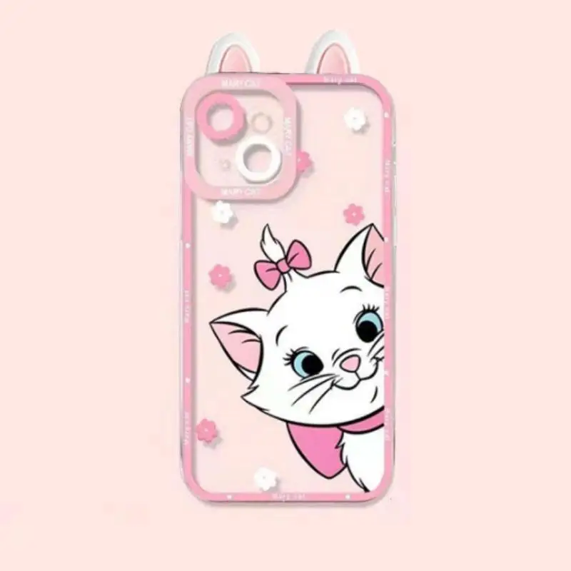 Bonita funda de teléfono transparente Mary Cat para Iphone 15 Pro Max 11 12 13 14 Pro Max 6 6S 7 8 Plus 12 Mini XS Max XR SE 2 funda de gato con orejas 3D - imagen 2