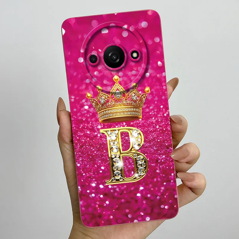Para Xiaomi Redmi A3 4G funda de teléfono corona letra inicial silicona líquida suave pareja contraportada en RedmiA3 A3X Poco C61 Coque Capa - imagen 3