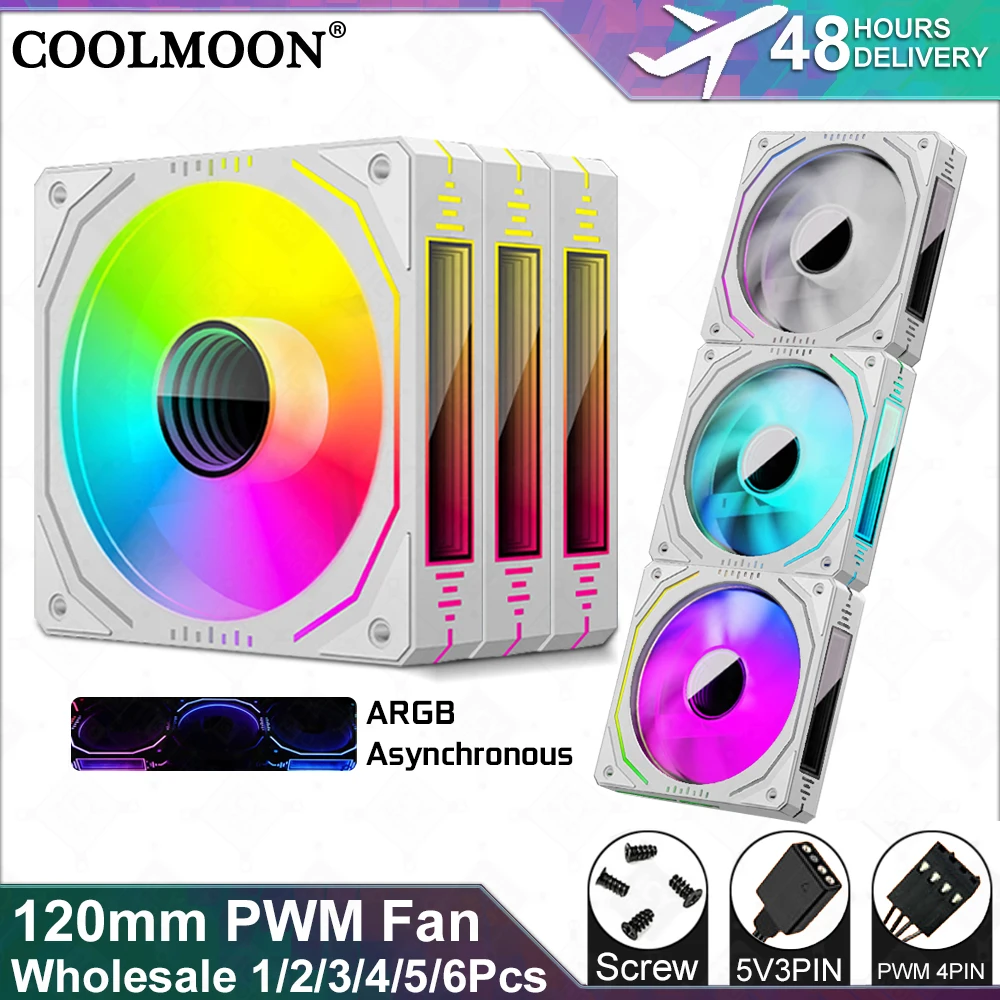 Coolmoon nuevos ventiladores ARGB asíncronos de 120mm 5V3PIN/4PIN PWM caja de PC blanca disipación de calor MOD venta única descuento de múltiples artículos - imagen 2