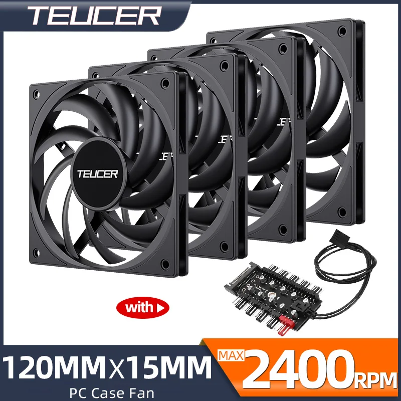 Teucer UT-12015 ventilador de chasis ultrafino de 15mm de espesor de 12cm 12V/4 pines PWM FBD rodamiento ventilador de refrigeración de caja de PC 1-10 Uds con buje