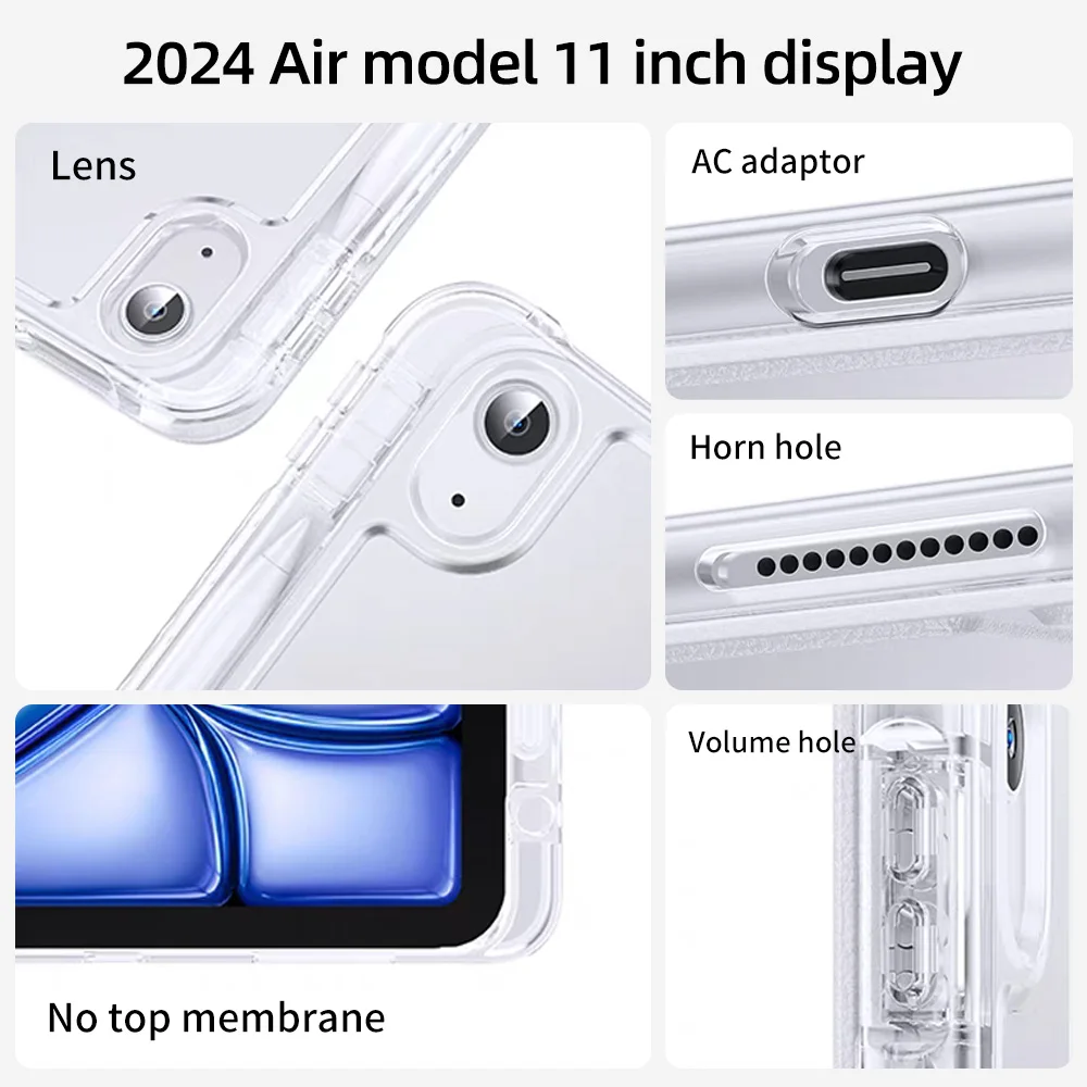Funda triple con portalápices para iPad Air 11 4 5 2025, funda para iPad 10th 10,2 11th A16, funda para iPad Pro12.9 11 13 M2 M3 mini6 7 Cove - imagen 4