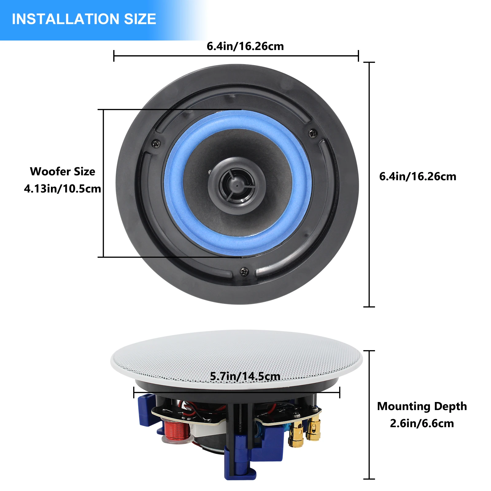 Herdio 2 uds 4 ''altavoz montado en el techo HD efecto estéreo Digital empotrado techo pared altavoz impermeable para baño cocina - imagen 5