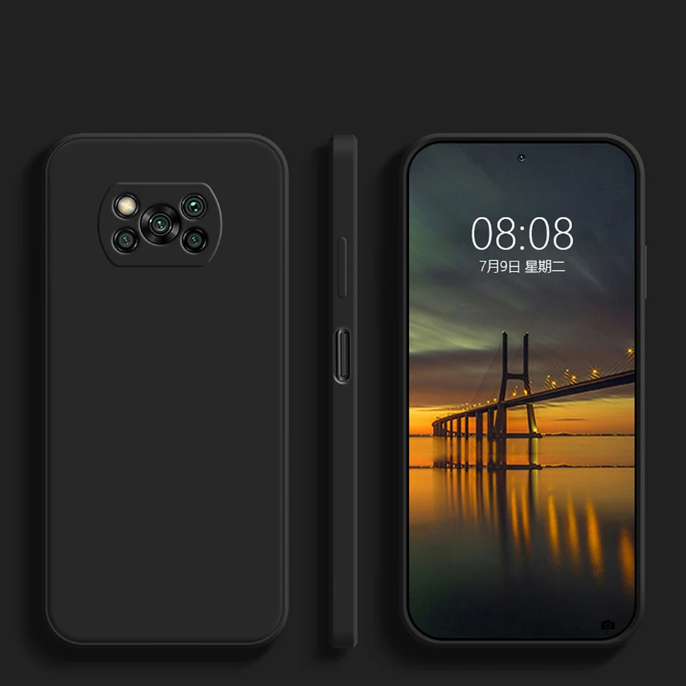 Para Poco X3 Pro funda cuadrada de silicona líquida Protector de lente de cámara fundas de teléfono para Xiaomi PocoX3 X 3 nfc Pocox3 Pro funda suave
