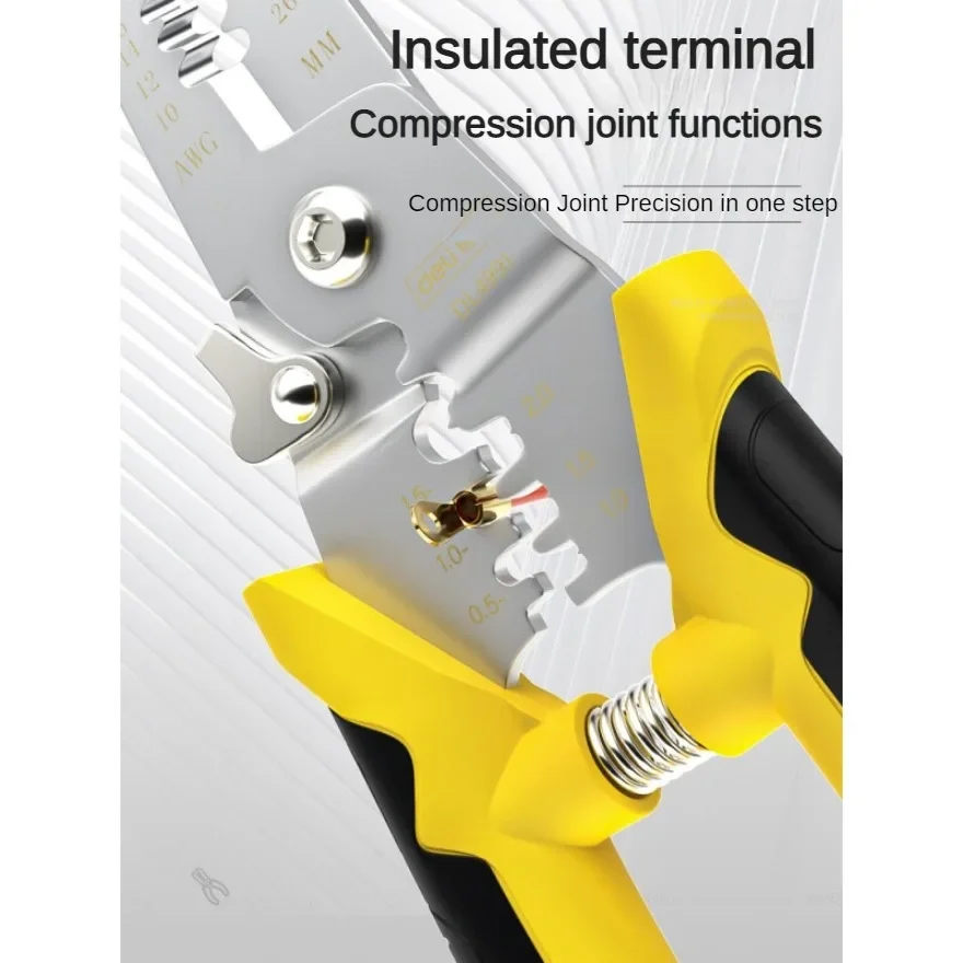 Deli-Alicates de prensado de pelado multifuncional, pelacables de red doméstica de electricista de 175mm, herramienta de prensado - imagen 3