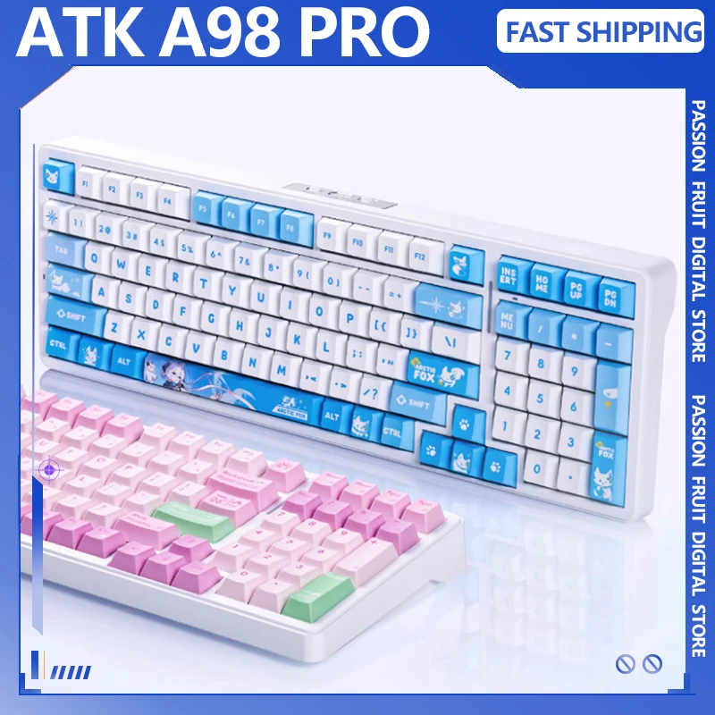 ATK A98 PRO Teclado mecánico 3 modos inalámbrico Bluetooth intercambio en caliente A98PRO teclado para juegos ergonomía Esports regalo de oficina personalizado