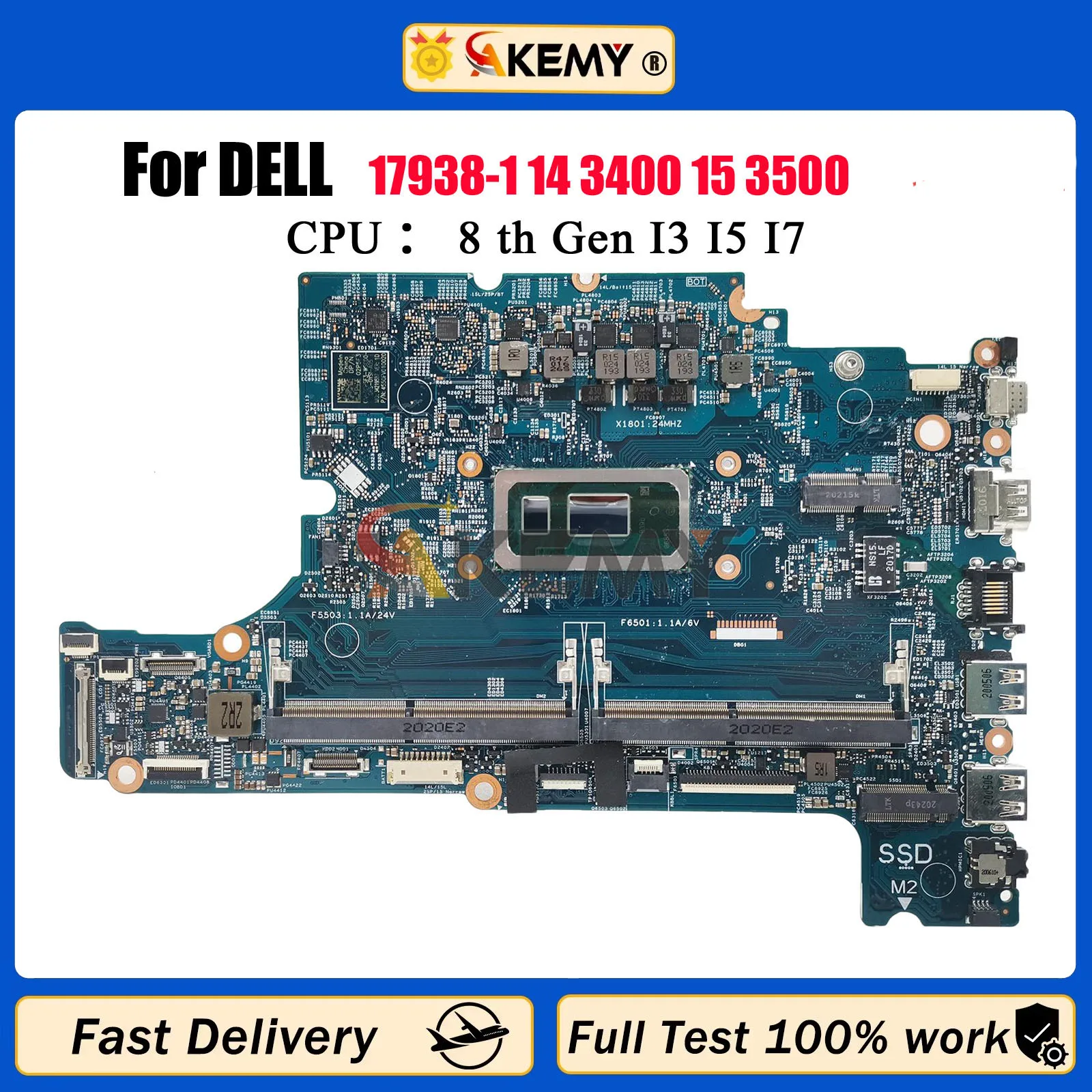 Placa base CN-0X7J0V 0X7J0V 0K3FRD para la placa base del ordenador portátil DELL Latitude 3400 3500 con cpu i3 i5 i7 100% probado OK