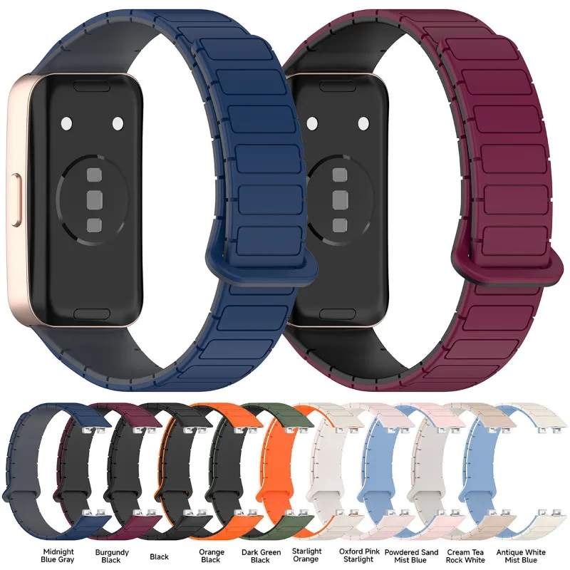 Correa magnética para Huawei Band 10/9/8, repuesto de correa de silicona, pulsera deportiva con bucle para Huawei Smartband 9 8 10 - imagen 4