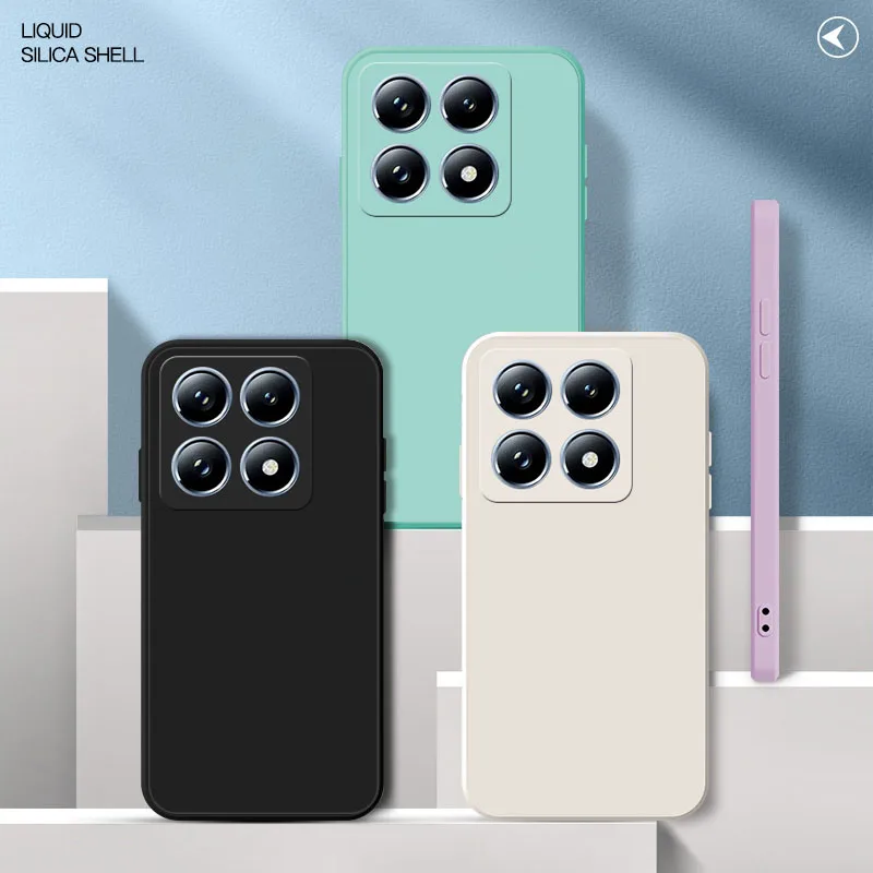Para Xiaomi Mi 14T Pro funda cuadrada de silicona líquida para teléfono Xiaomi 14T Pro lente a prueba de golpes funda protectora Fundas