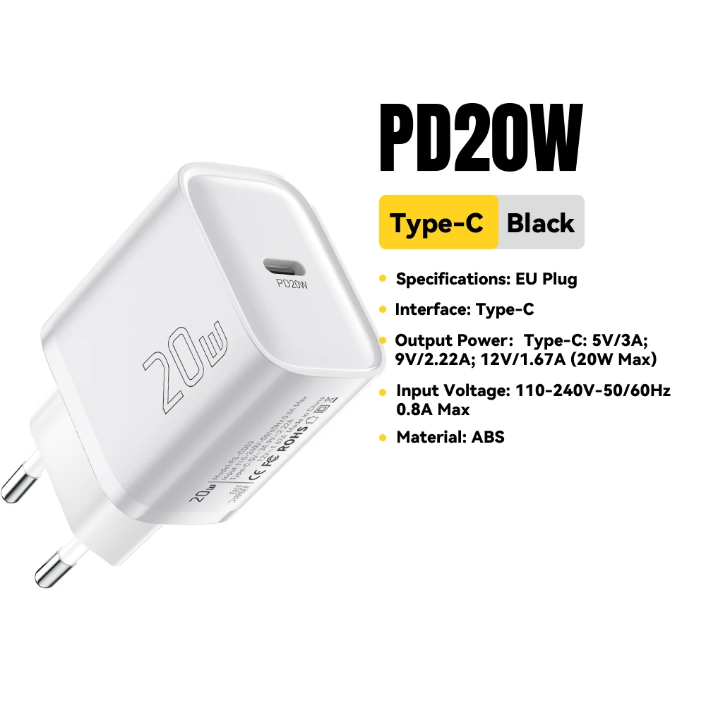 20W White EU Plug