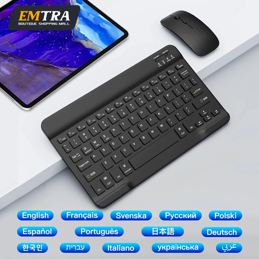 Ratón inalámbrico Bluetooth teclado recargable para iPad 10. a 11. a generación Pro Air Mini para Samsung Xiaomi teclado español - imagen 2