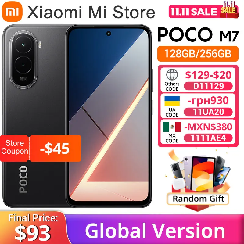 Versión global POCO M7 Smartphone 5G Snapdragon ®   Cámara 685 50MP 6,9" 144Hz FHD+ DotDisplay 7000mAh Batería 33W Carga rápidaNFC