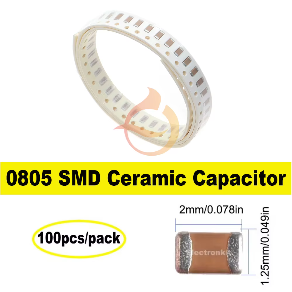 100 Uds 0805 SMD condensador cerámico multicapa tipo Chip 0,5pF 20pF 47pF 68pF 220pF 1nF 10nF 100nF 0,1uF 1uF 2,2uF 4,7uF 10uF 47uF