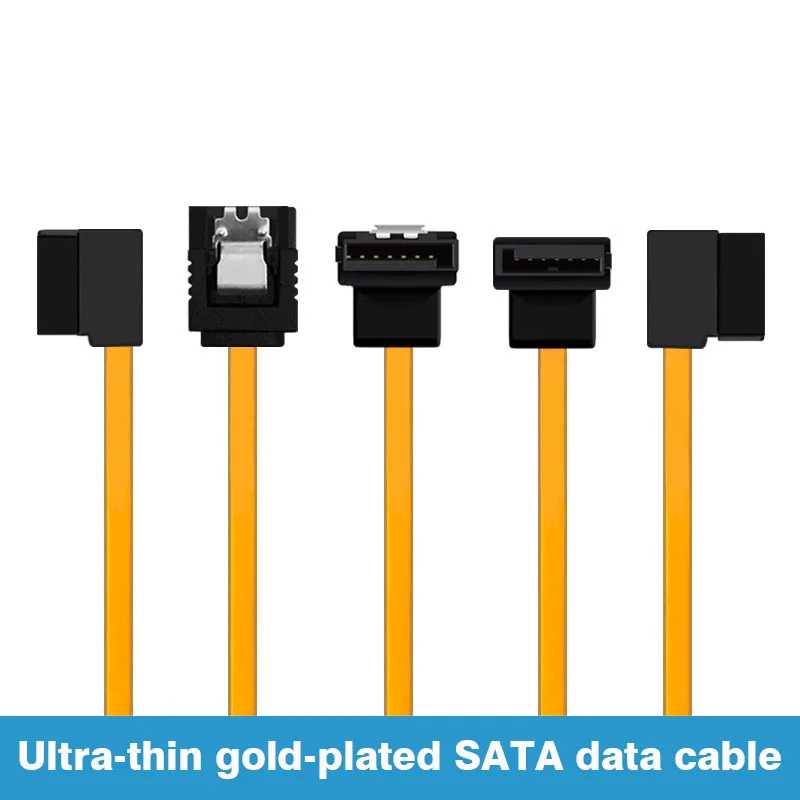 Cable de datos SATA 3,0 chapado en oro ultrafino, codo de doble cabezal de alta velocidad de 30cm, Cable Sata suave izquierdo y derecho de 7 pines para ordenadores - imagen 2