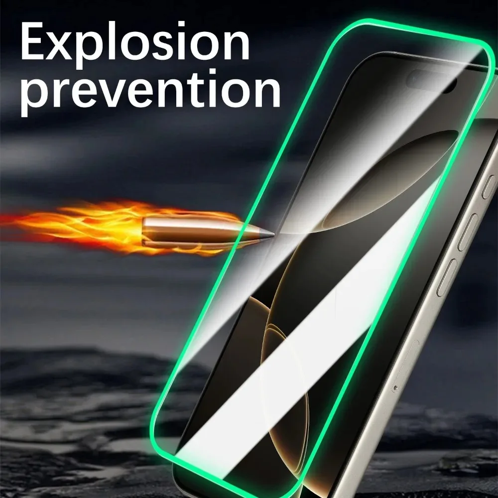1-4 Uds. Vidrio templado luminoso fluorescente 3D para iPhone 17 Pro Max/17Pro/17 9H Premium Airbags Protector de pantalla películas brillantes - imagen 4