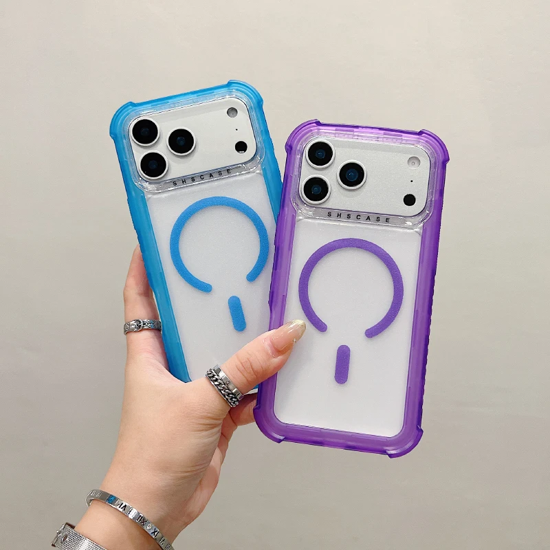 Para Magsafe carga inalámbrica magnética TPU suave + PC duro 3 en 1 armadura funda de teléfono para iPhone 17 Pro Max 15 14 13 16 Pro Max cubierta - imagen 2