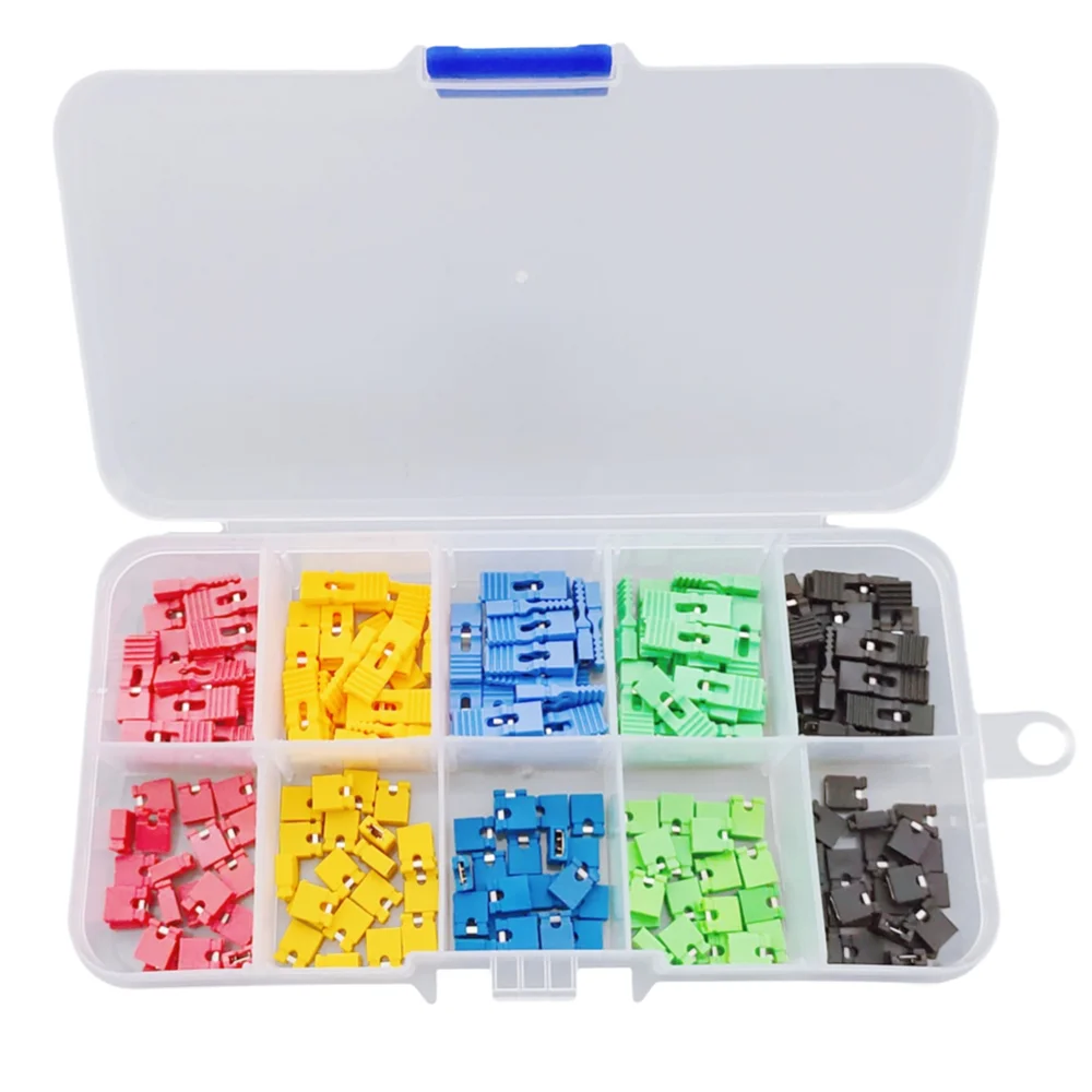 Kit de tapas de puente mixtas, placa de circuito estándar con mango largo de 2,54mm, bloques de pines de tapa de cortocircuito para Arduino Raspberry Pi PCB, 200 Uds.