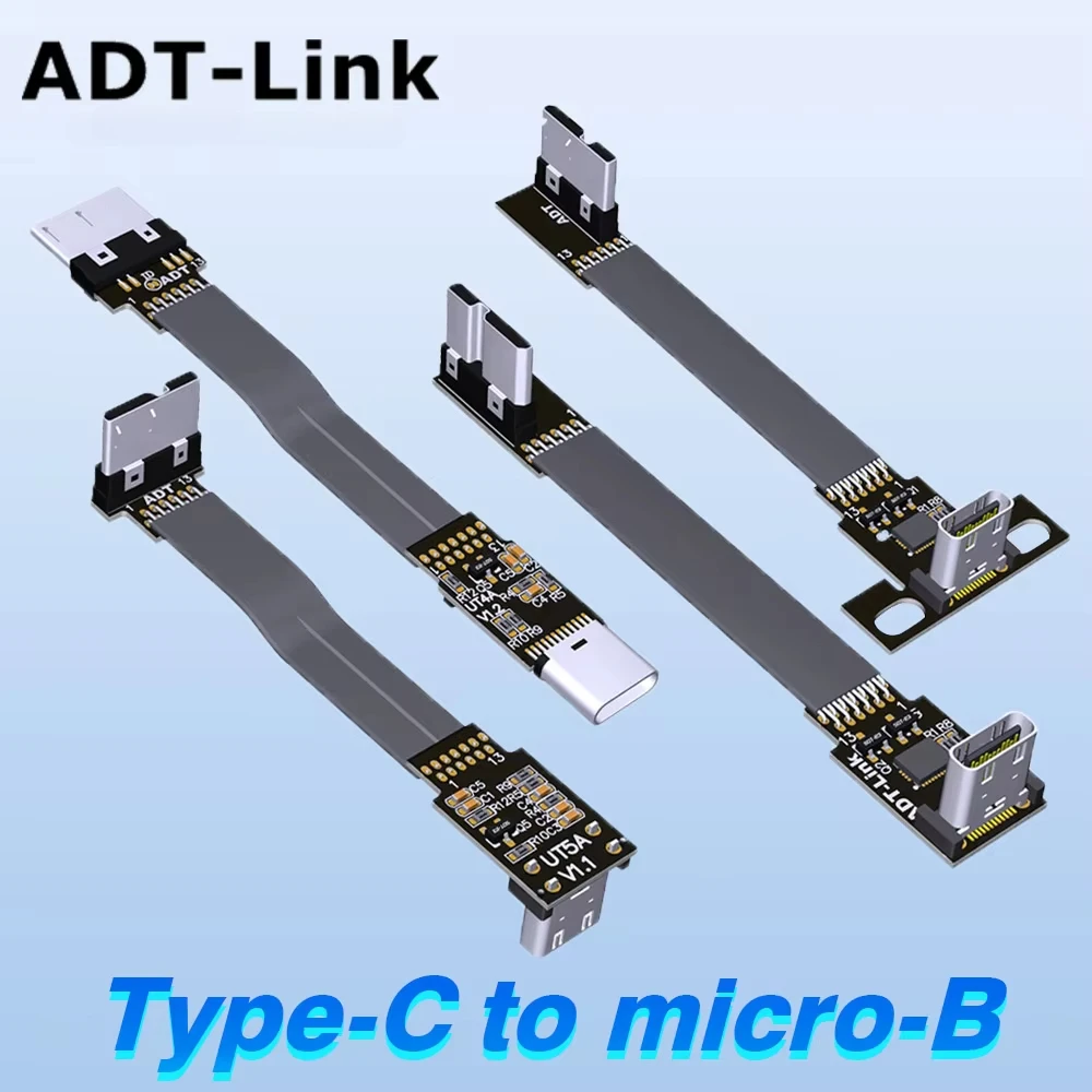 ADT codo FPV USB 3,0 tipo C a Micro-B Cable de extensión plano hembra a macho con marcador electrónico para GPS Monitor cardán de mano sin escobillas - imagen 2