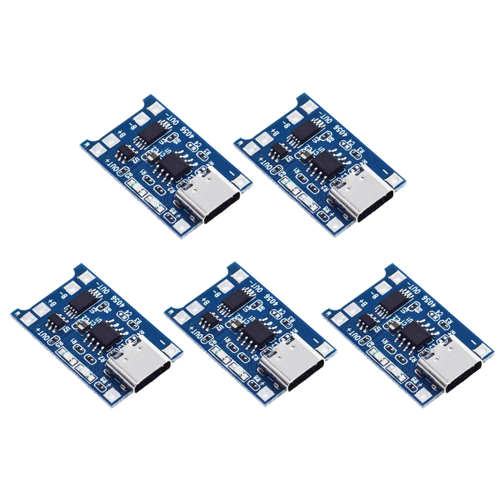 5 piezas 5V 1A tipo-c USB 18650, módulo de carga de batería de litio + protección de Funciones Duales TP4056