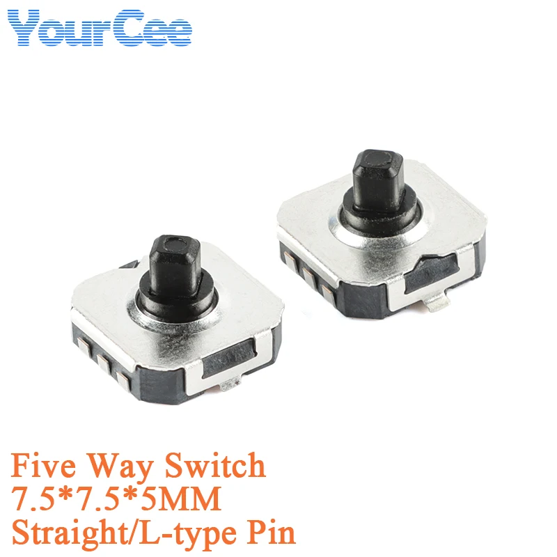20 piezas/5 uds interruptor de cinco vías 7X7X5 SMD 6 pines para teclas de navegación móviles interruptor móvil a interruptor multidireccional 7,5*7,5*5mm