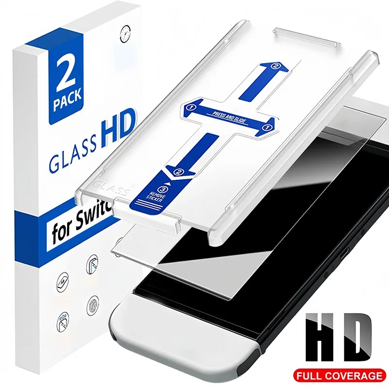 Paquete de 2/1 protectores de pantalla de vidrio templado para Nintendo Switch 2, protectores antiarañazos de fácil instalación para accesorios Switch2 - imagen 2