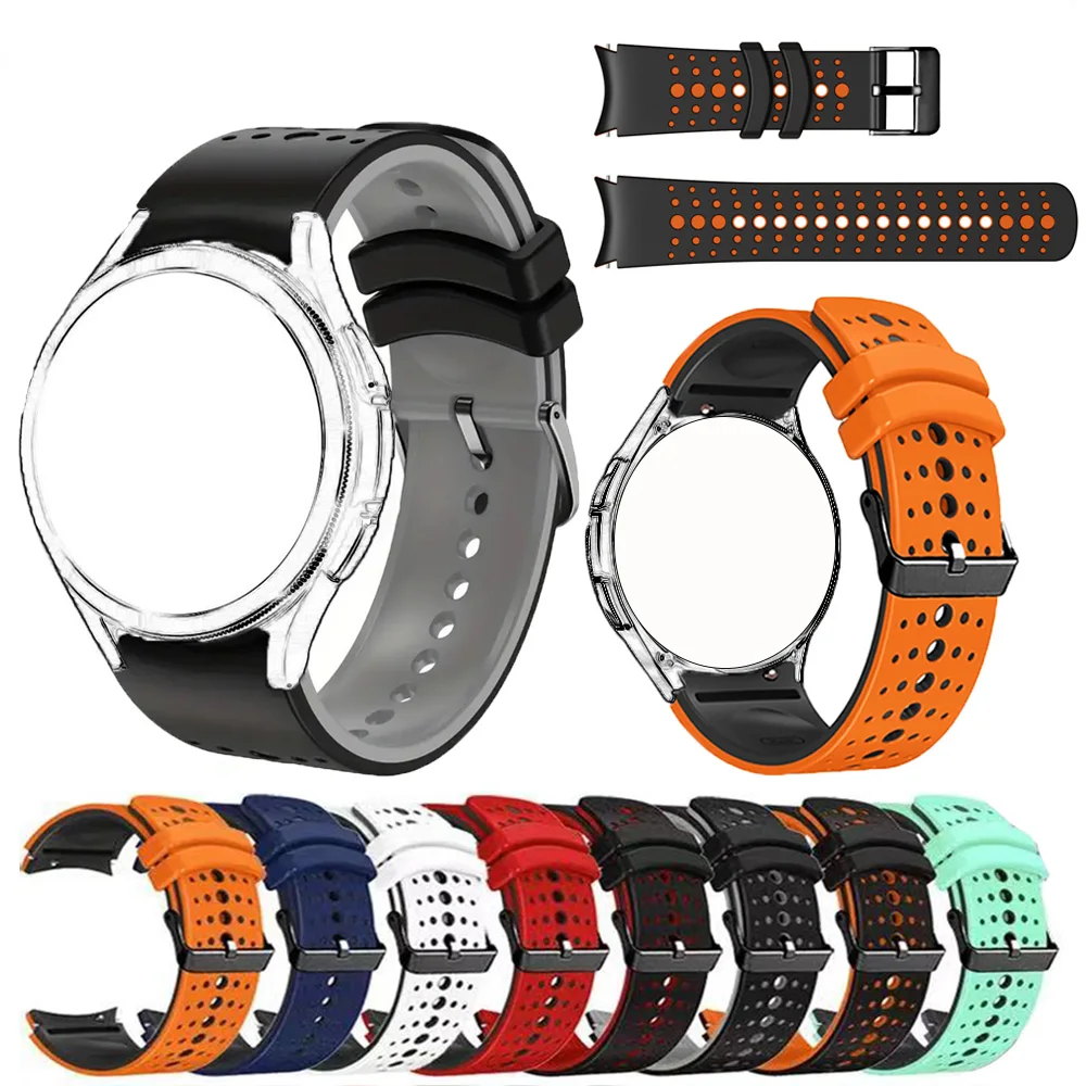 Para Samsung Galaxy Watch 7 44mm 40mm bandas Galaxy Watch 6 5 Pro 6 Classic 43mm 47mm 4 42/46mm pulsera de silicona con extremo curvado
