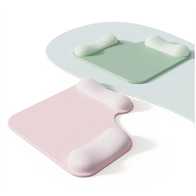 Alfombrilla de ratón ergonómica con soporte para muñeca doble, alfombrilla de espuma viscoelástica para ratón, cojín para muñeca de plástico suave, reposamanos de tela suave para oficina
