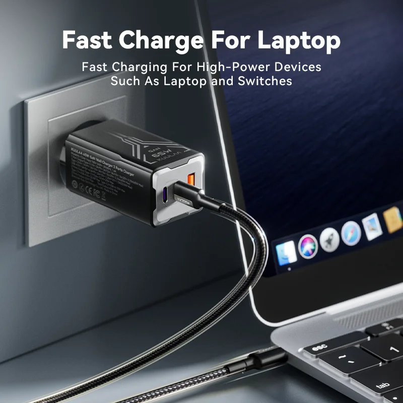 KUULAA 65W GaN cargador de carga rápida 4,0 3,0 tipo C PD cargador USB para iPhone 15 14 13 Pro Max cargador rápido para ordenador portátil cargador PD - imagen 2