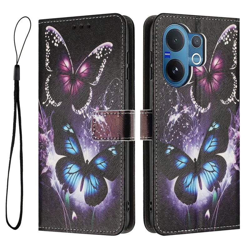 Para Vivo V60 5G Funda protectora tipo billetera Funda de teléfono para vivo v60 Funda VIVOV60 V 60 V2511 Patrón pintado Funda de cuero con tapa Coque - imagen 5