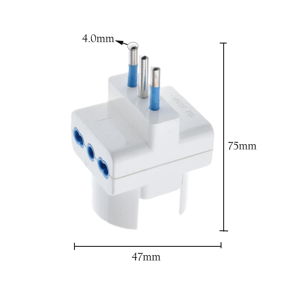 Adaptador de enchufe de viaje italiano, salida multipuerto de 3 vías AC100 ~ 250V 10A - imagen 4