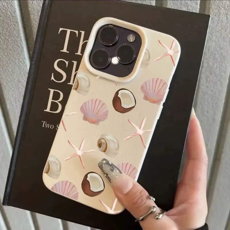 Funda de teléfono para iPhone 16 15 14 13 12 11 Pro Max XR XS X Max 16E 16 Plus cáscara de coco patrones de estrella de mar funda de silicona suave de TPU - imagen 4