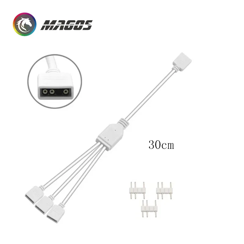 Conector de Cable LED ARGB de 12V, 4 pines, 5V, 3 pines, 1 a 1, 2, 3, 4 agujas, Cable divisor de potencia para placa base de PC, cinta AURA, blanco/negro - imagen 3