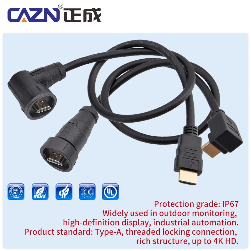 Conector de interfaz multimedia resistente al agua Tipo bayoneta Cabeza recta con enchufe de cable - Accesorio de transmisión de datos duradero - imagen 4