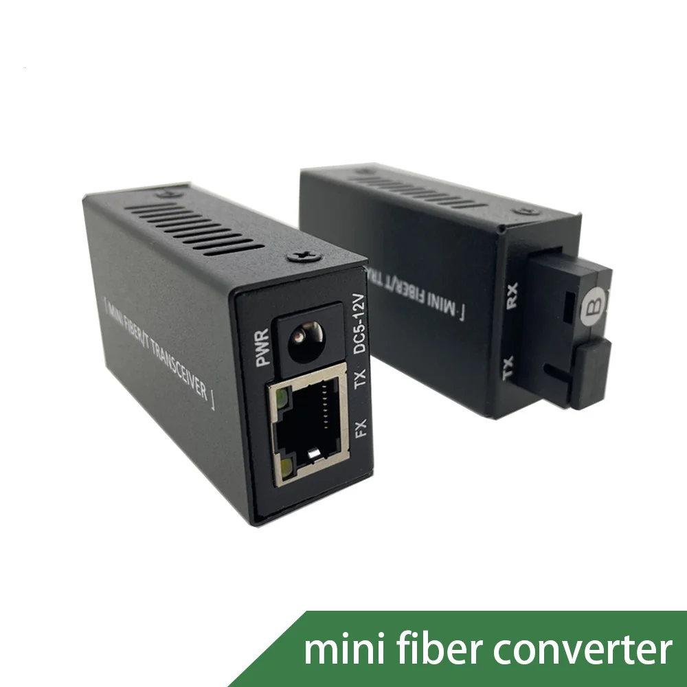 1 par Mini convertidor de medios de fibra Gigabit 100/1000Mbps SC a RJ45 interruptor óptico Ethernet 3km,20km con adaptador de corriente - imagen 5